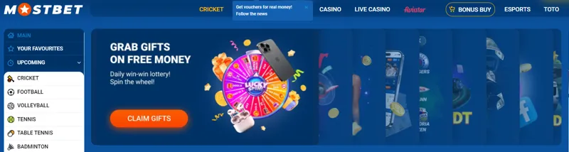 Welcome bonus for new players from MostBet