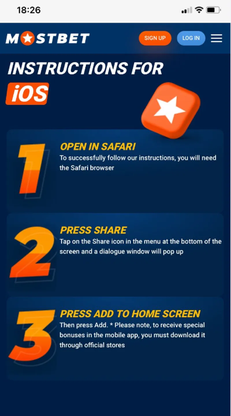 Mobile application MostBet for iOS