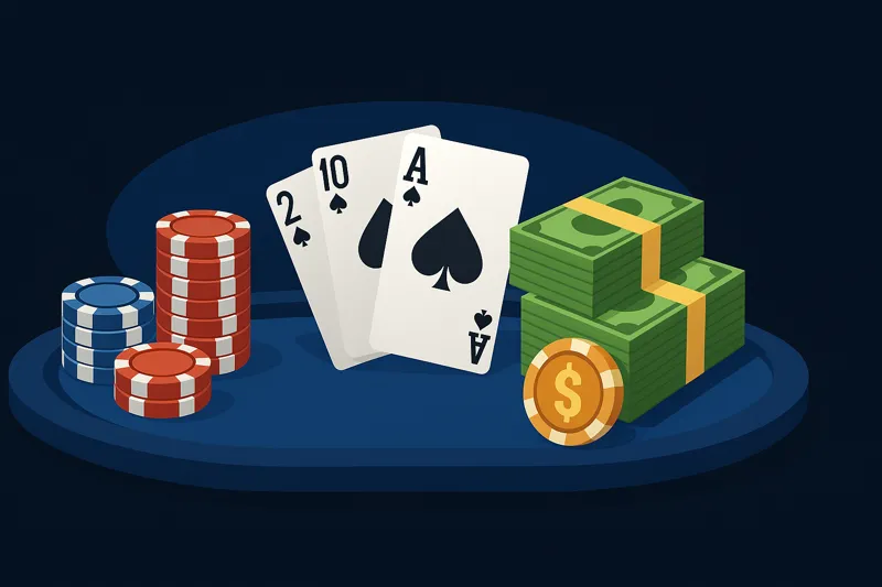 Illustration of poker chip stacks representing low to high betting limits on Mostbet Poker for Bangladeshi players.