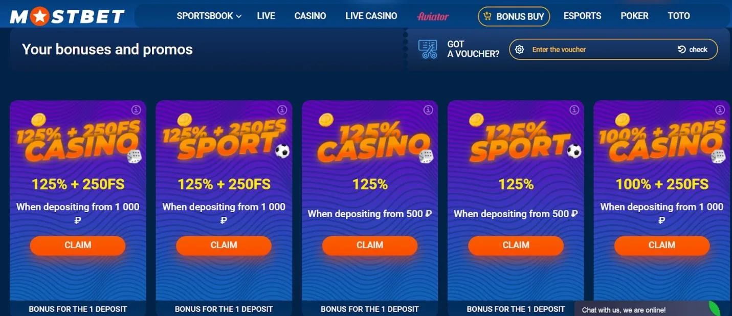 MostBet bonus for first deposit